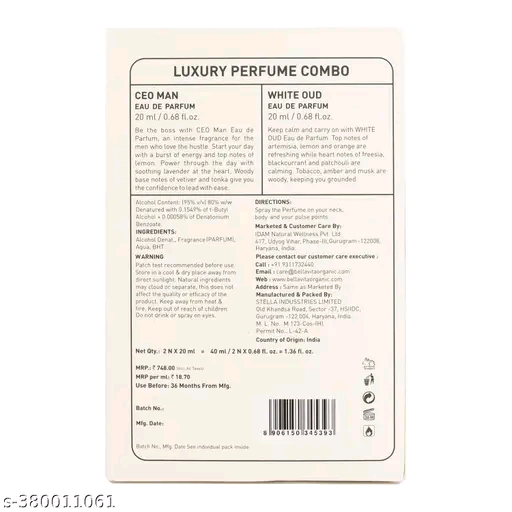 Luxury CEO Man 20 ml + White Oud Unisex 20 ml Perfume Gift Combo Pack for Men and Women (Pack of 2)