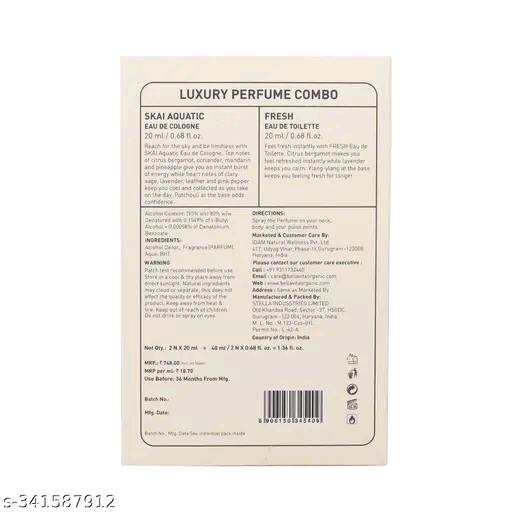 Luxury Unisex FRESH+SKAI Perfume Combo for Men and Women 40 ML (Pack of 2 Items 20ML Each)