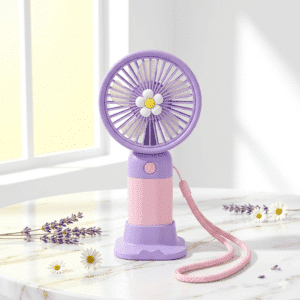 Mini Portable USB Rechargeable Handheld Fan 1200mAh, Stand, Flower