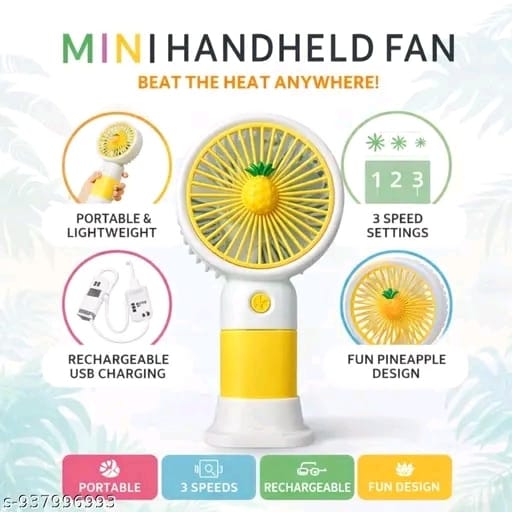 Mini Portable USB Rechargeable Handheld Fan 1200mAh, Stand, Flower