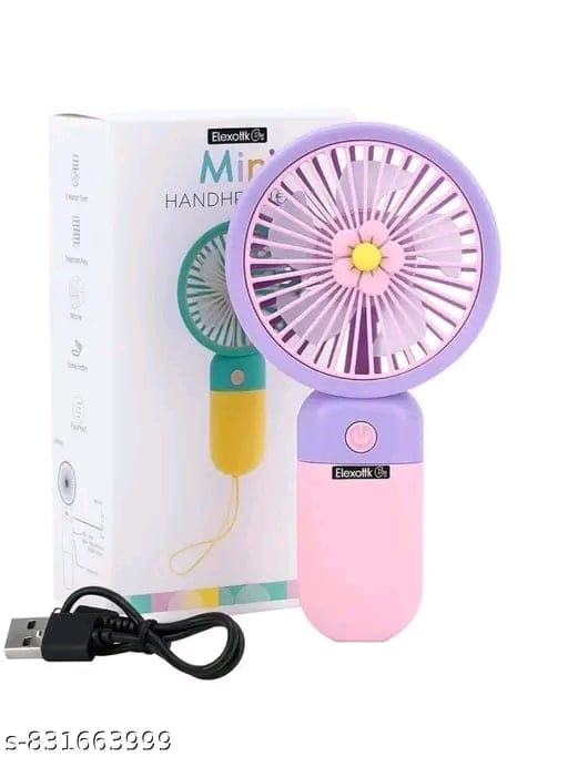 Mini Portable USB Rechargeable Handheld Fan 1200mAh, Stand, Flower